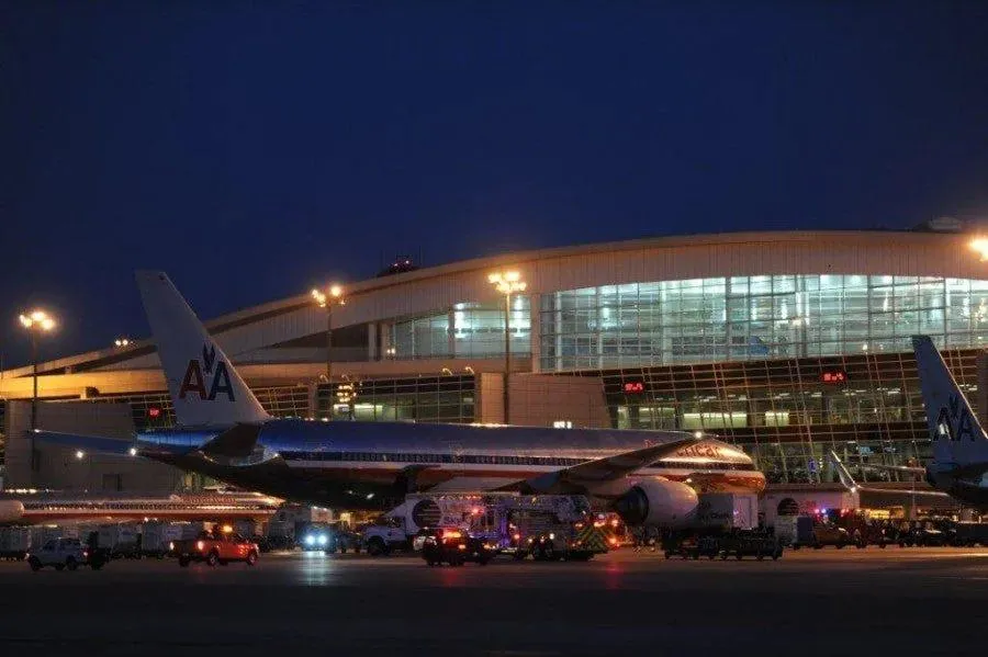 DFW International Airport terminal at night
