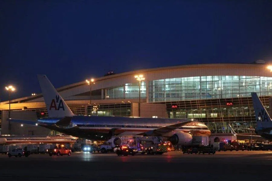 DFW International Airport terminal at night