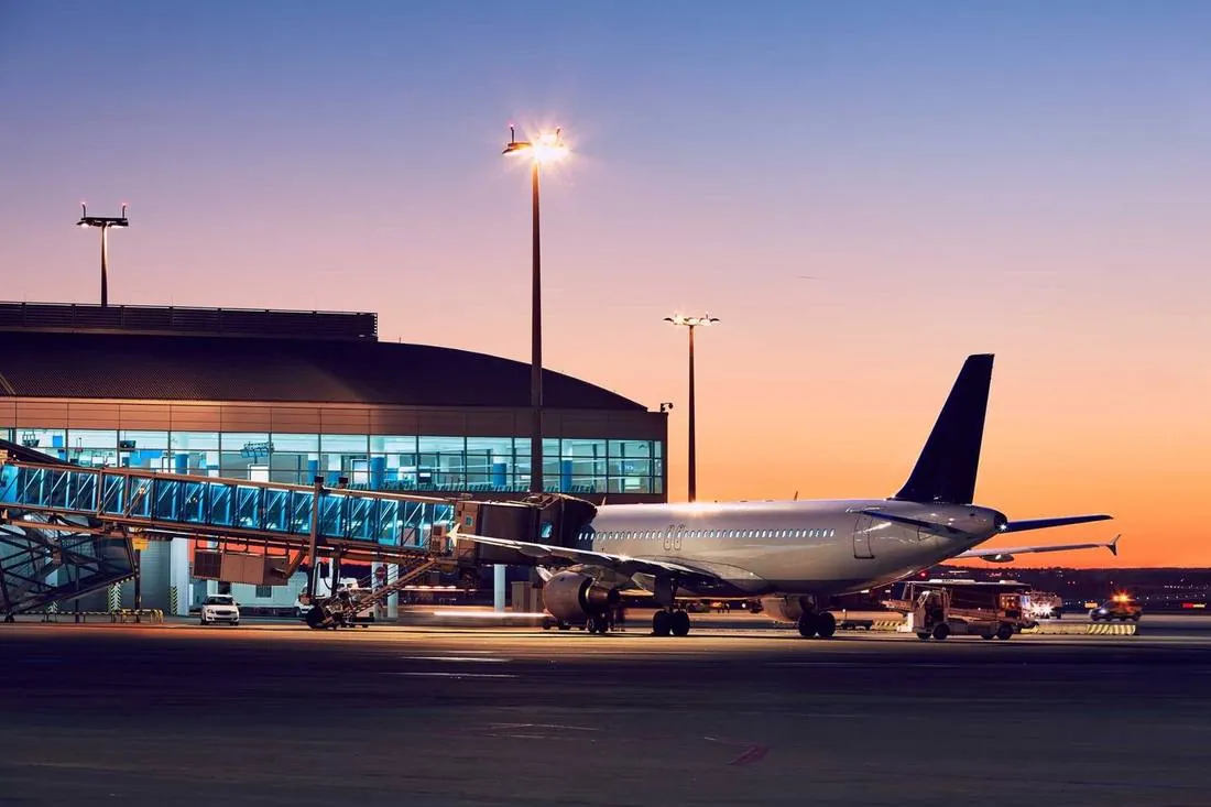 Black car at the terminal for Keller airport car service
